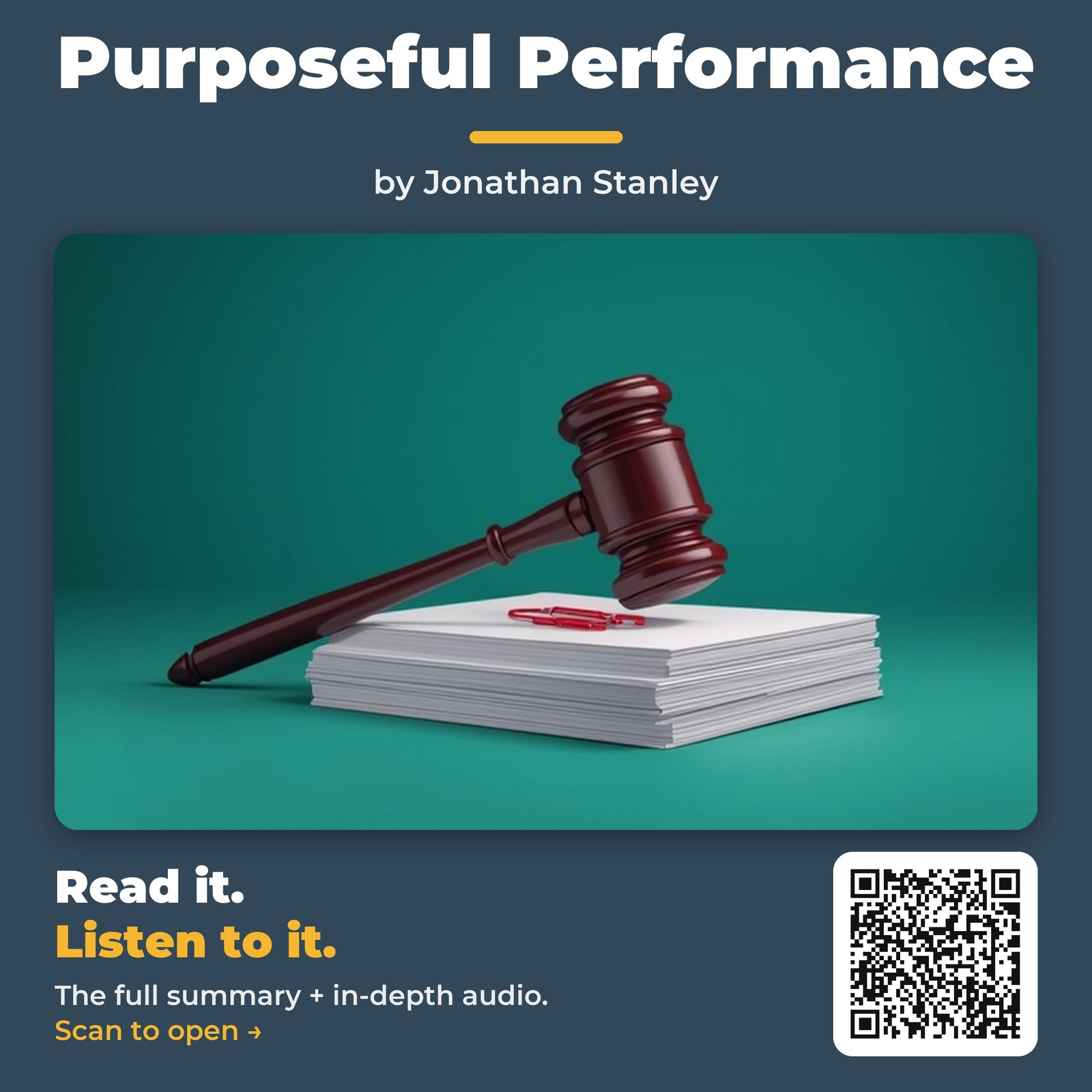 Purposeful Performance by Jonathan Stanley – Book Summary